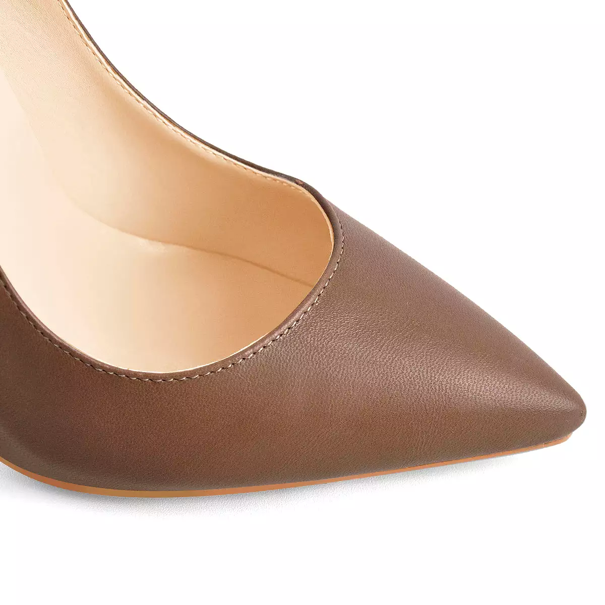 8cm 10cm 12cm Brown  Pointed Toe Slip On High Heel Pumps