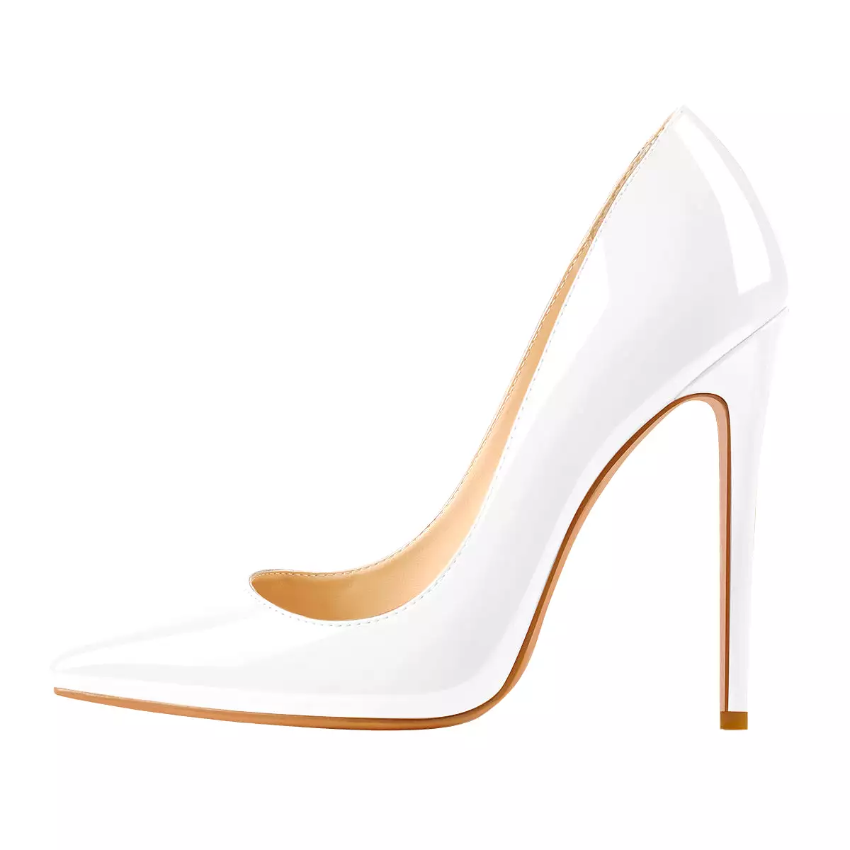 8cm 10cm 12cm Patent White Pointed Toe High Heel Pumps