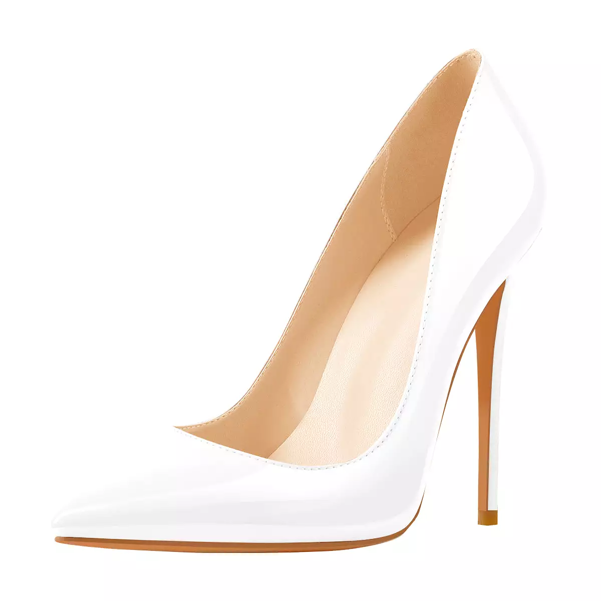 8cm 10cm 12cm Patent White Pointed Toe High Heel Pumps