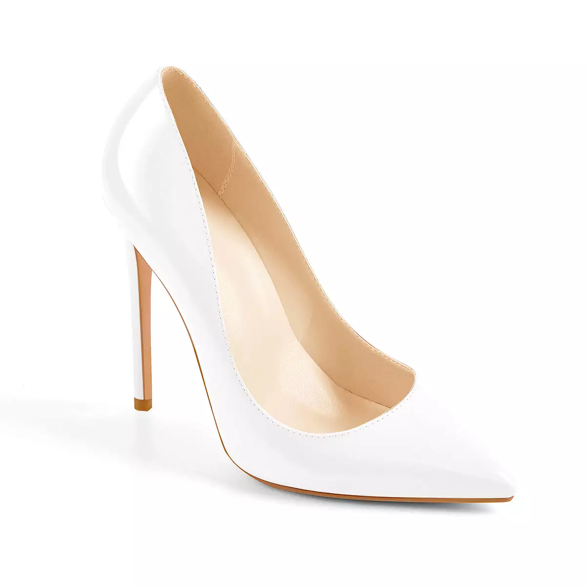 8cm 10cm 12cm Patent White Pointed Toe High Heel Pumps