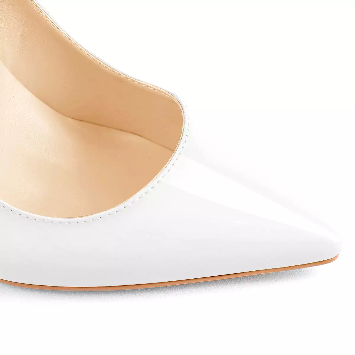 8cm 10cm 12cm Patent White Pointed Toe High Heel Pumps