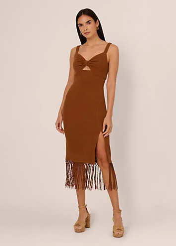 Adrianna by Adrianna Papell Knit Fringe Trim Midi Dress by Adrianna Papell | Look Again