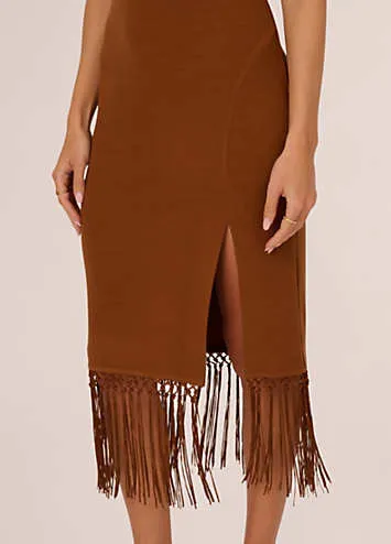 Adrianna by Adrianna Papell Knit Fringe Trim Midi Dress by Adrianna Papell | Look Again