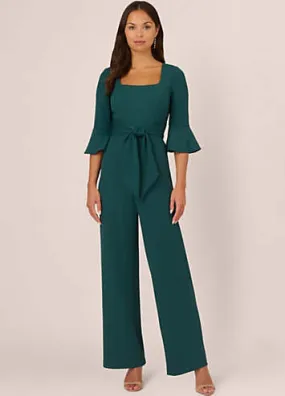 Adrianna Papell Knit Crepe Tie Front Jumpsuit | Grattan