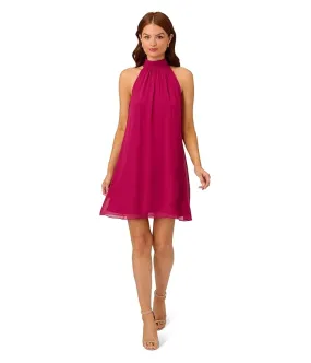 Adrianna Papell Mockneck Chiffon Jersey Dress