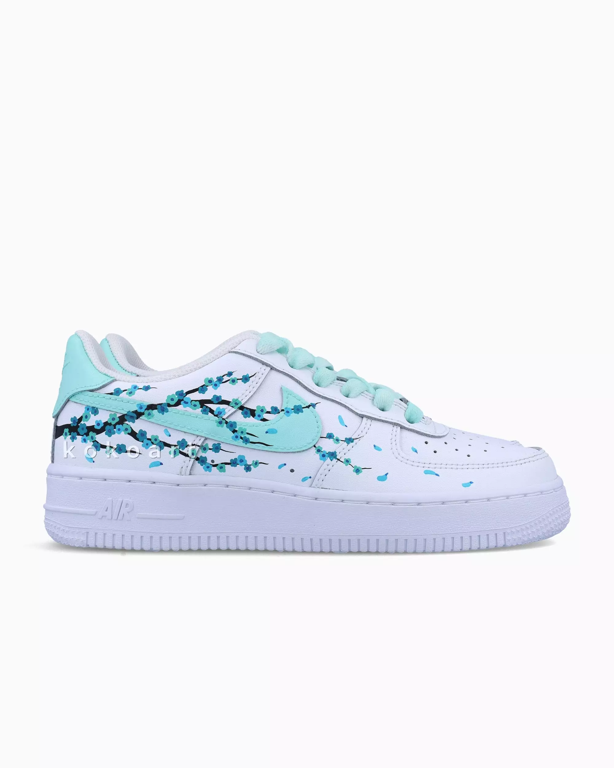 AF1 Pastel Teal Turquoise Cherry Blossom