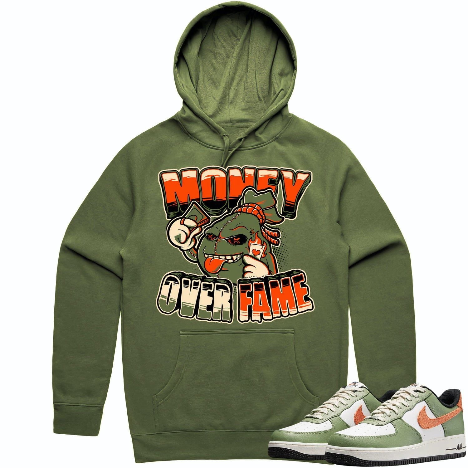 Air Force 1 Oil Green Hoodie to Match - CELADON MOF