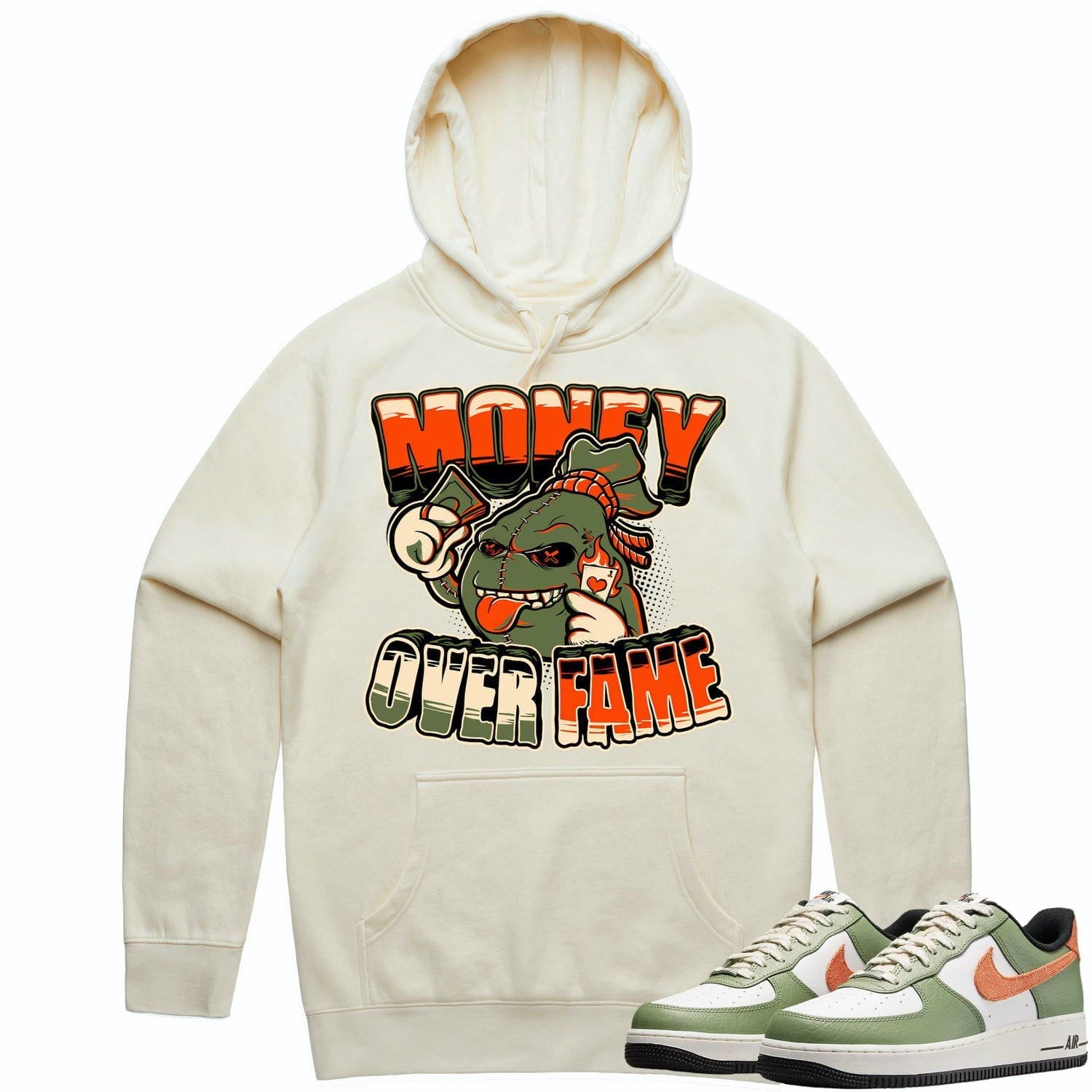 Air Force 1 Oil Green Hoodie to Match - CELADON MOF