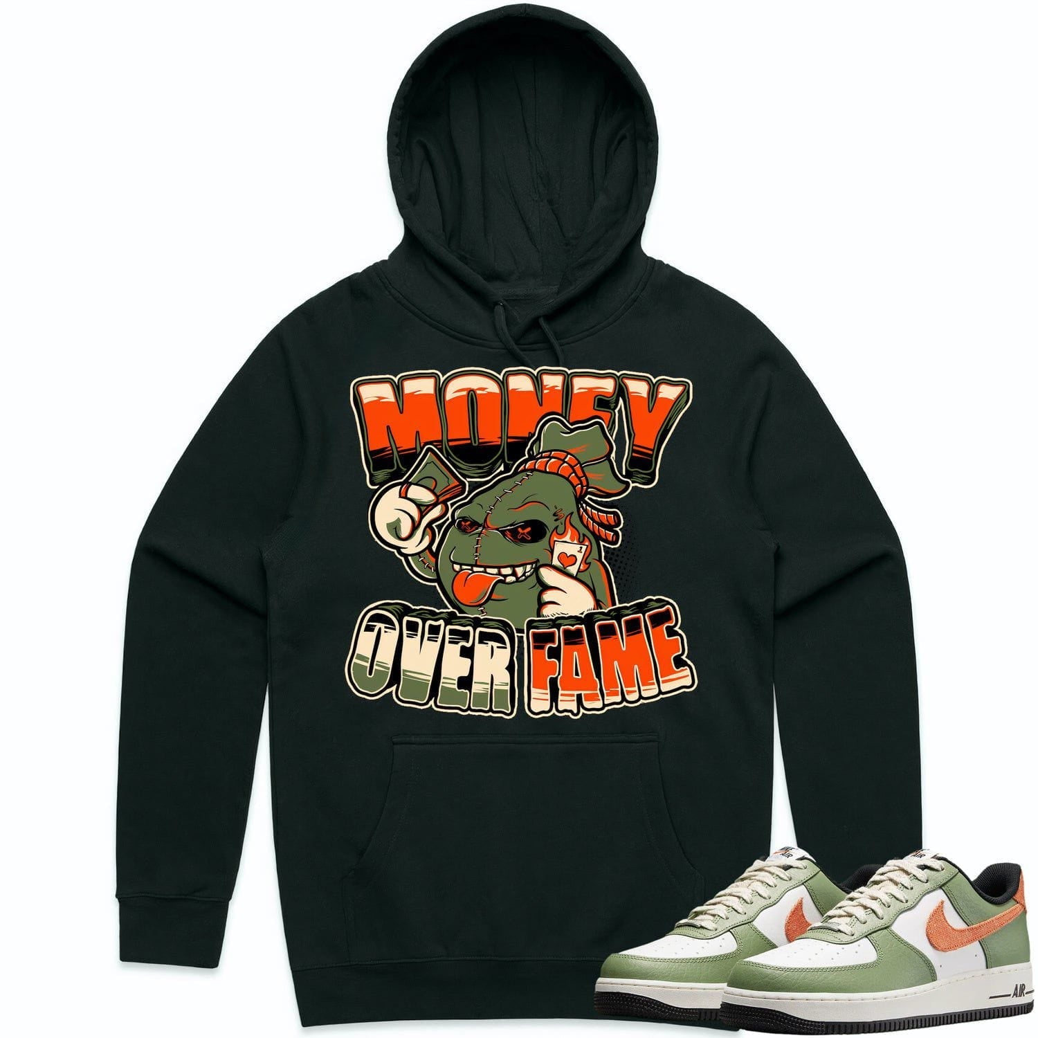 Air Force 1 Oil Green Hoodie to Match - CELADON MOF