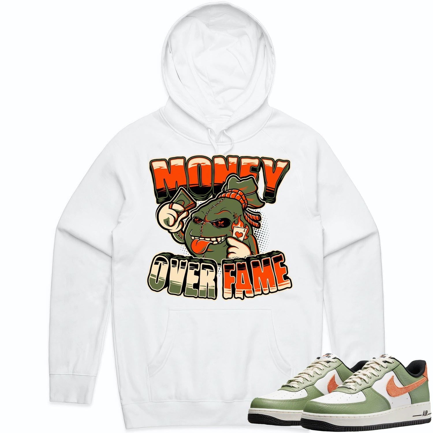 Air Force 1 Oil Green Hoodie to Match - CELADON MOF