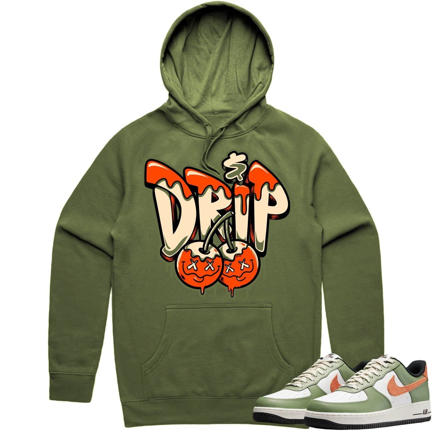 Air Force 1 Oil Green Hoodie to Match - CELADON MONEY DRIP