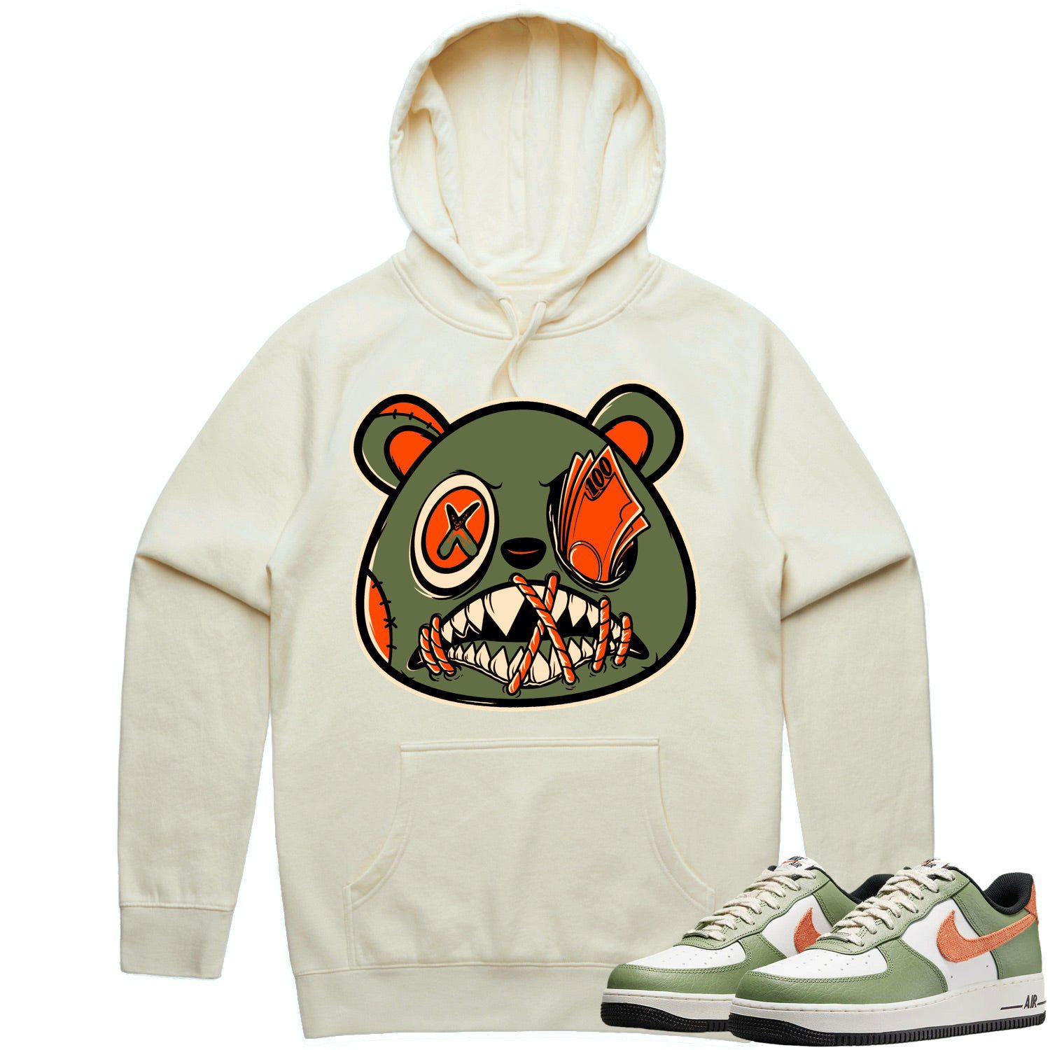 Air Force 1 Oil Green Hoodie to Match - CELADON MONEY TALKS BAWS