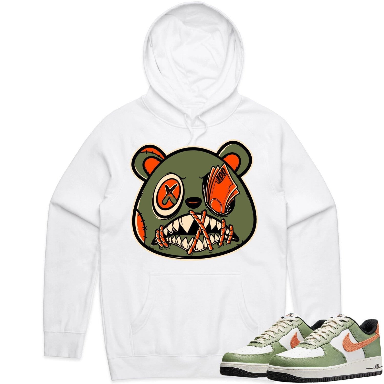 Air Force 1 Oil Green Hoodie to Match - CELADON MONEY TALKS BAWS