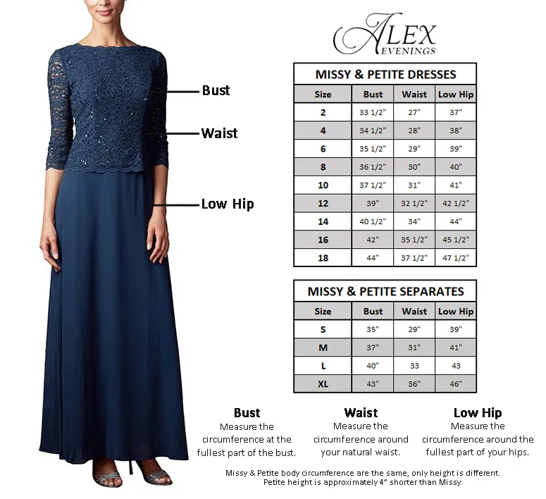 Alex Evenings Long Embroidered A-Line Dress