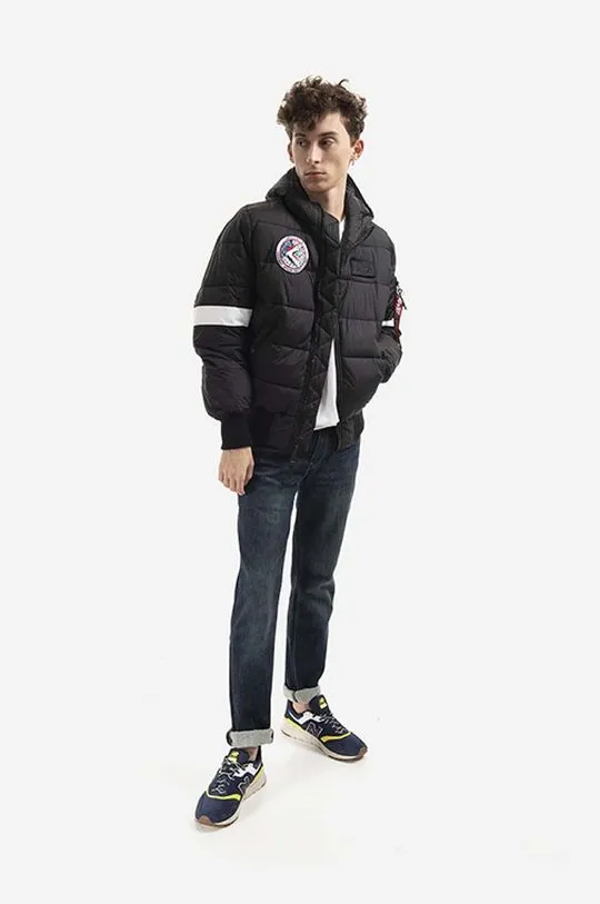 Alpha Industries jacket Hooded Puffer Fd Nasa men's black color