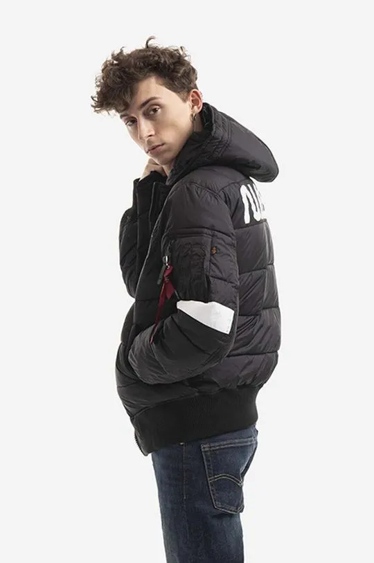 Alpha Industries jacket Hooded Puffer Fd Nasa men's black color