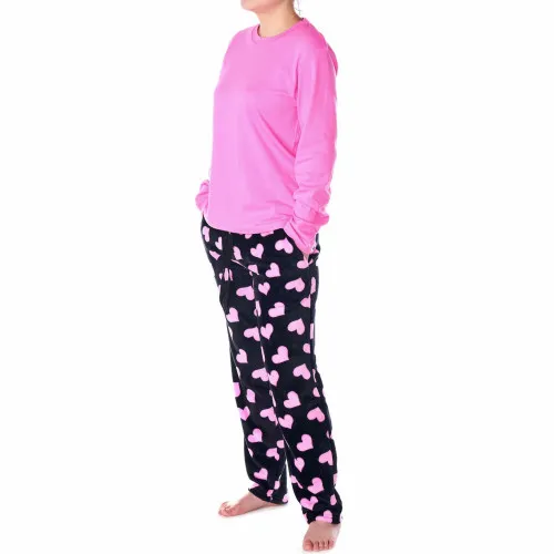 Alpine Swiss Womens Pajama Set Long Sleeve Shirt and Polar Fleece Pants Sleepwear