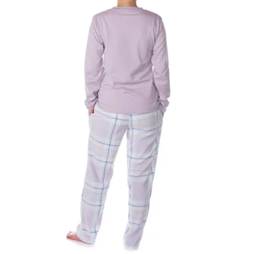 Alpine Swiss Womens Pajama Set Long Sleeve Shirt and Polar Fleece Pants Sleepwear