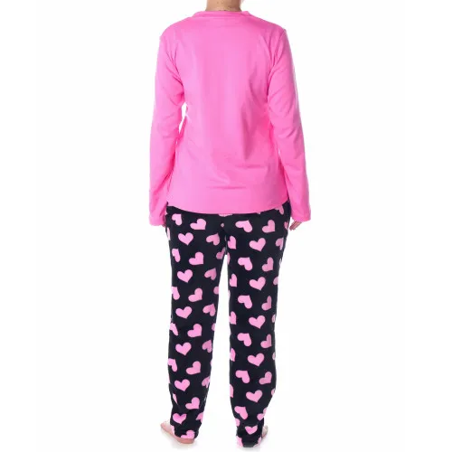 Alpine Swiss Womens Pajama Set Long Sleeve Shirt and Polar Fleece Pants Sleepwear