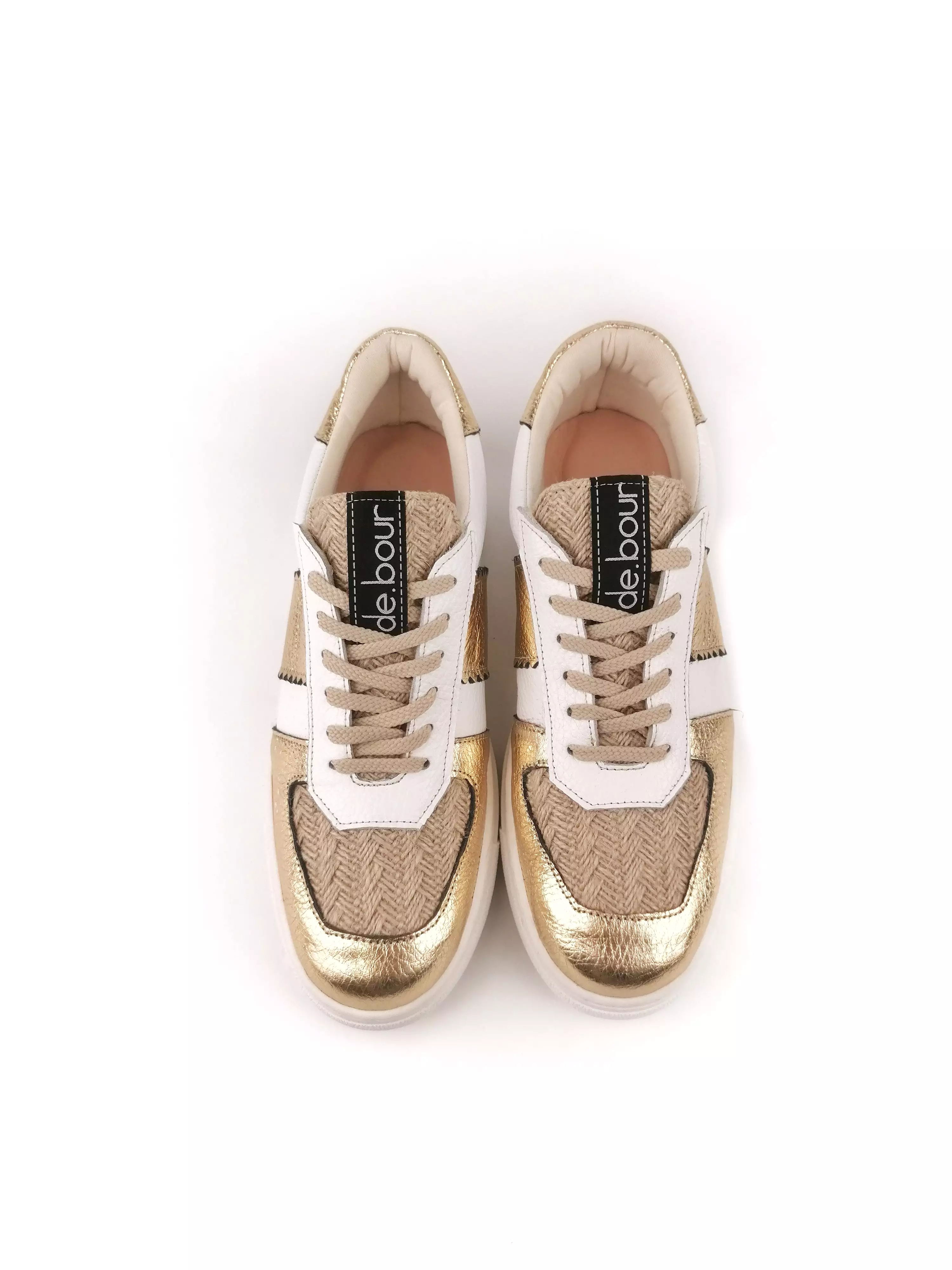 BETTY GOLD LEATHER & JUTE SNEAKERS