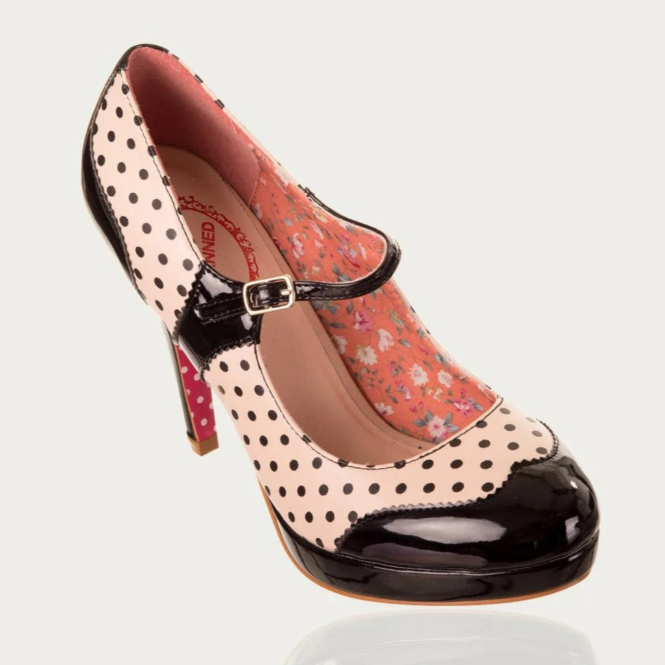 Black Nude Polka Dot Platform Party High Heels