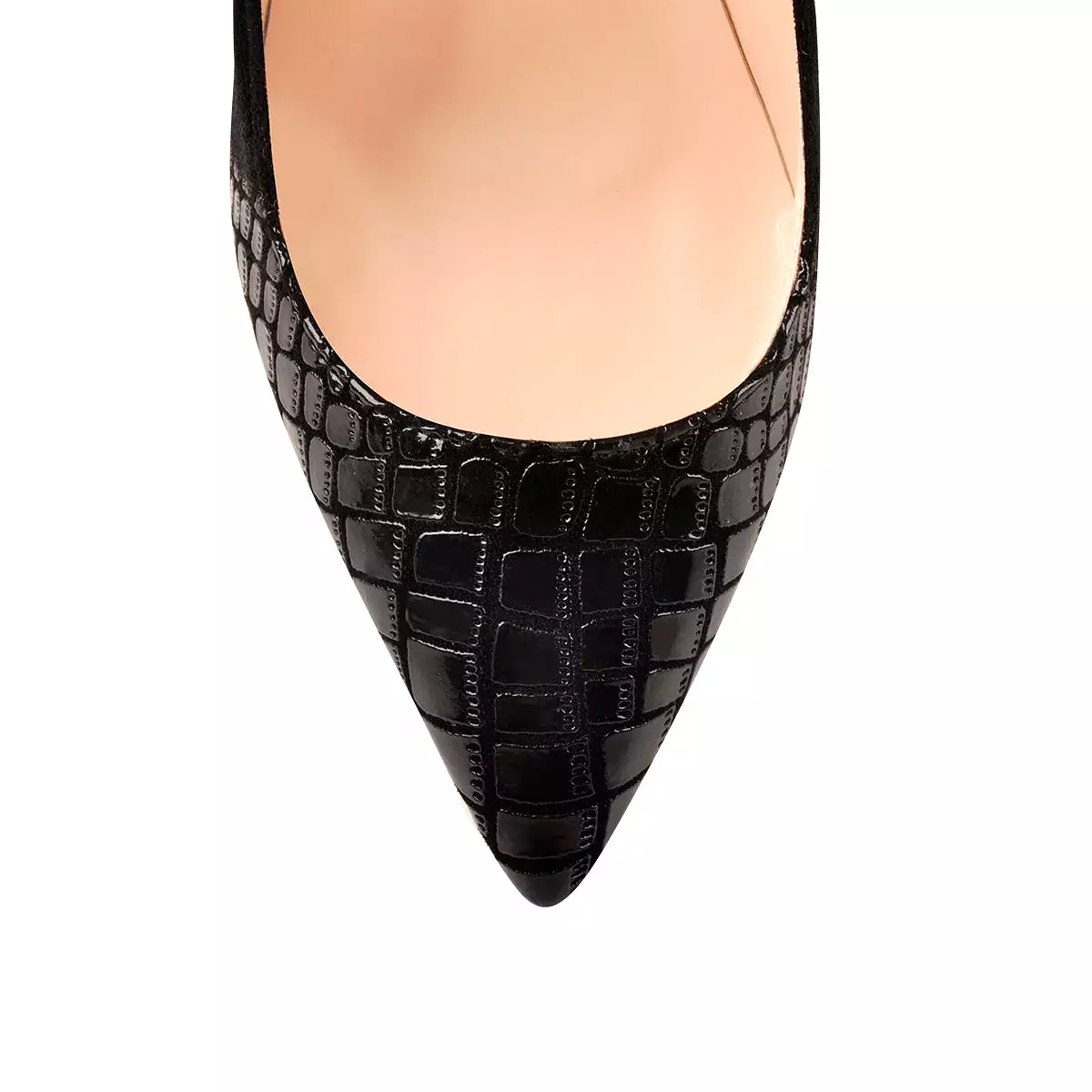 Black Pointed Toe Pumps Chunky Heels Slip on Pumps