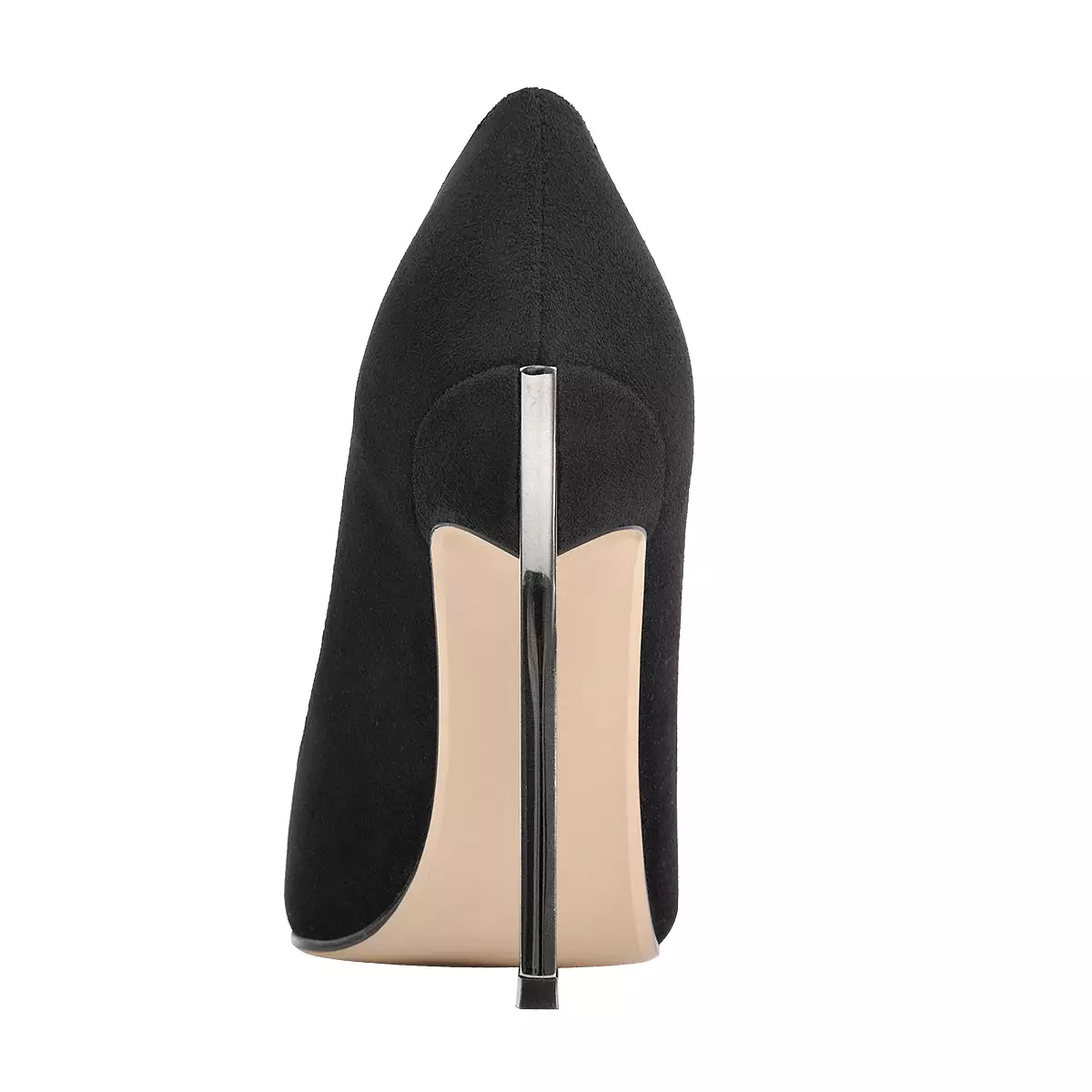 Black Suede Metal Heels Pointed Toe High Heel Pumps