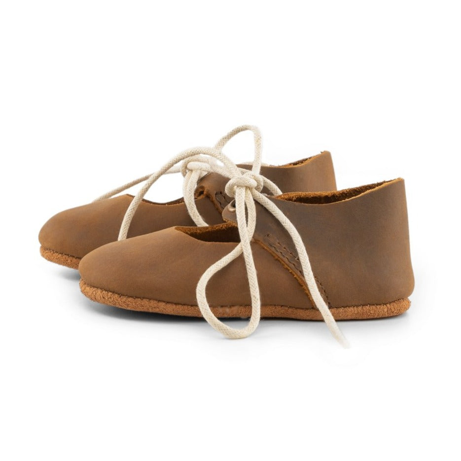 Brown - Lace-Up Mary Jane- Soft Sole