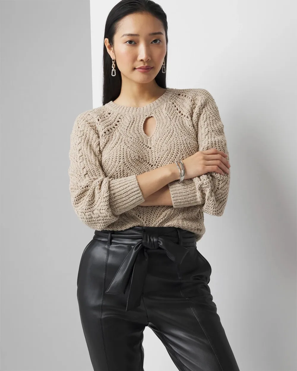 Chenille Cable Cutout Sweater