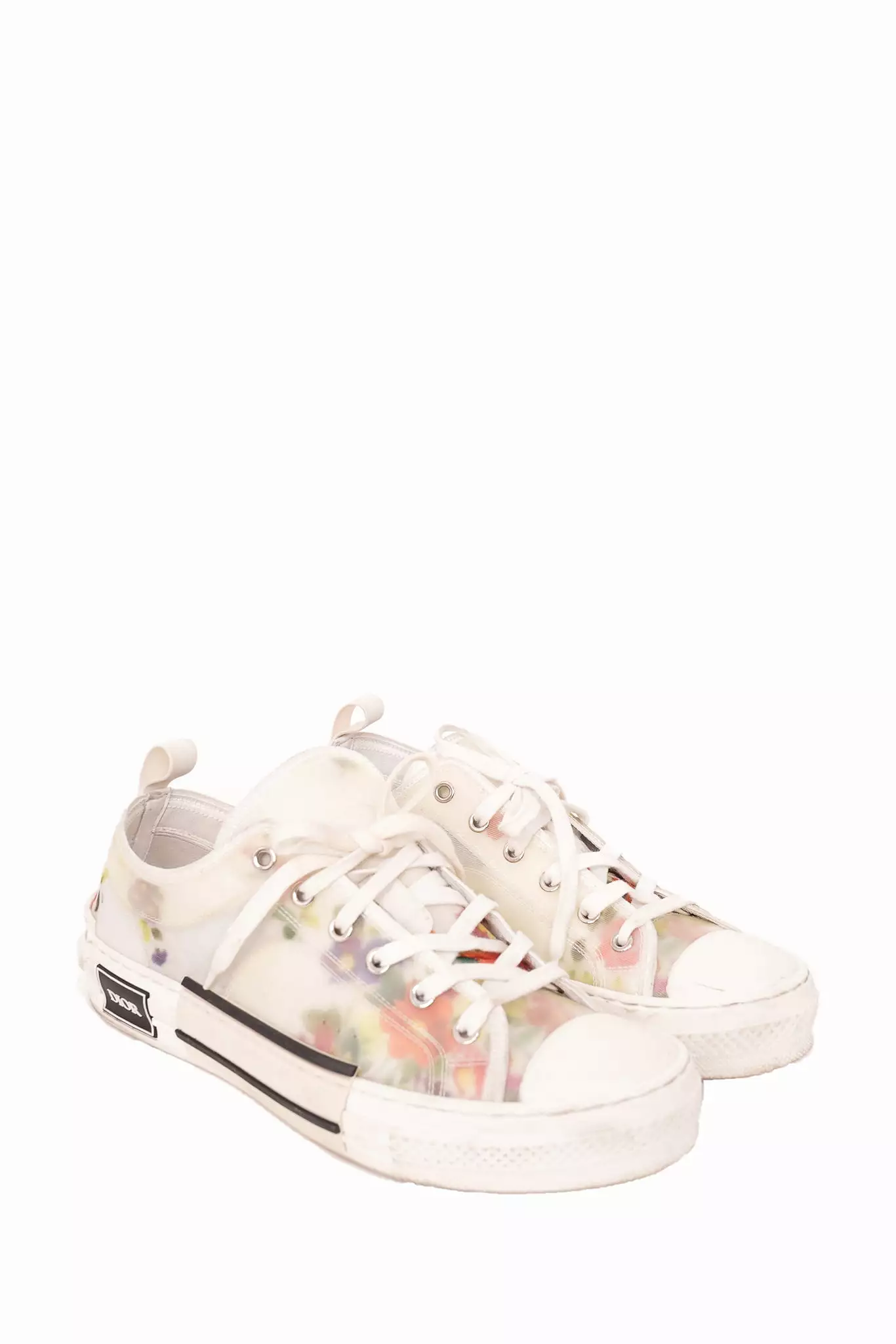 Christian Dior White Low Top B23 Oblique Flower Sneakers Size 42