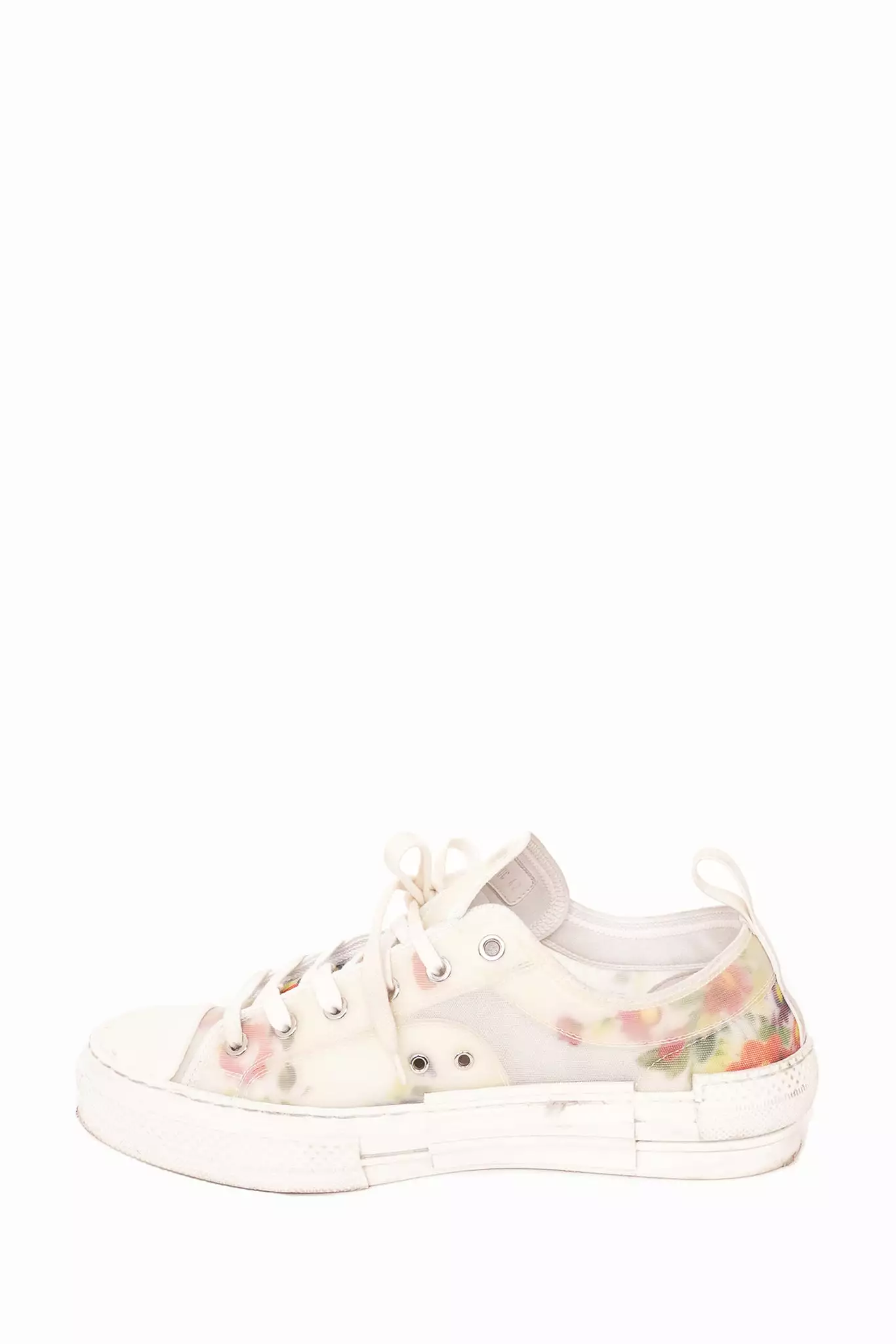 Christian Dior White Low Top B23 Oblique Flower Sneakers Size 42