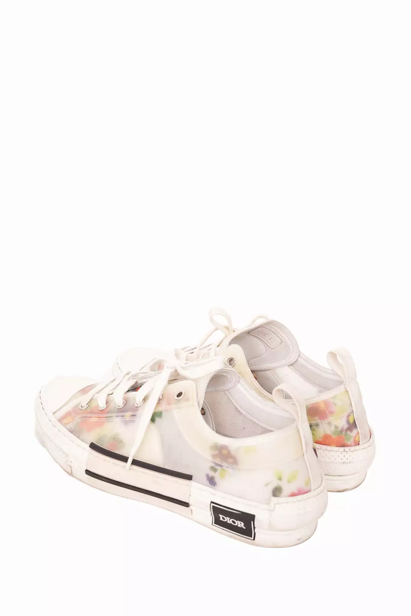 Christian Dior White Low Top B23 Oblique Flower Sneakers Size 42