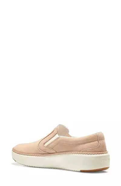 Cole Haan Grandpro Topspin Slip On Sesame Suede/Ivory Chunky Low Top Sneakers