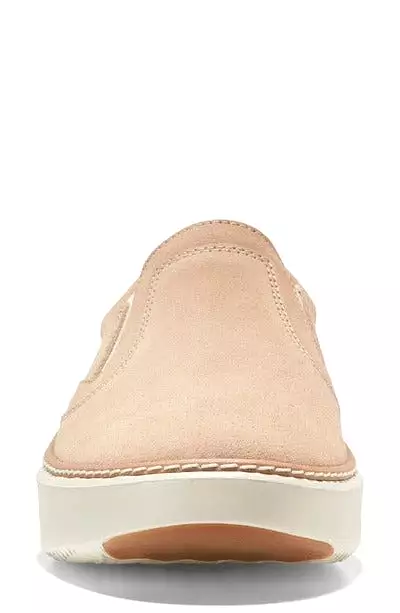 Cole Haan Grandpro Topspin Slip On Sesame Suede/Ivory Chunky Low Top Sneakers