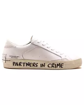 Crime London Low Top Distressed Bianco Nero