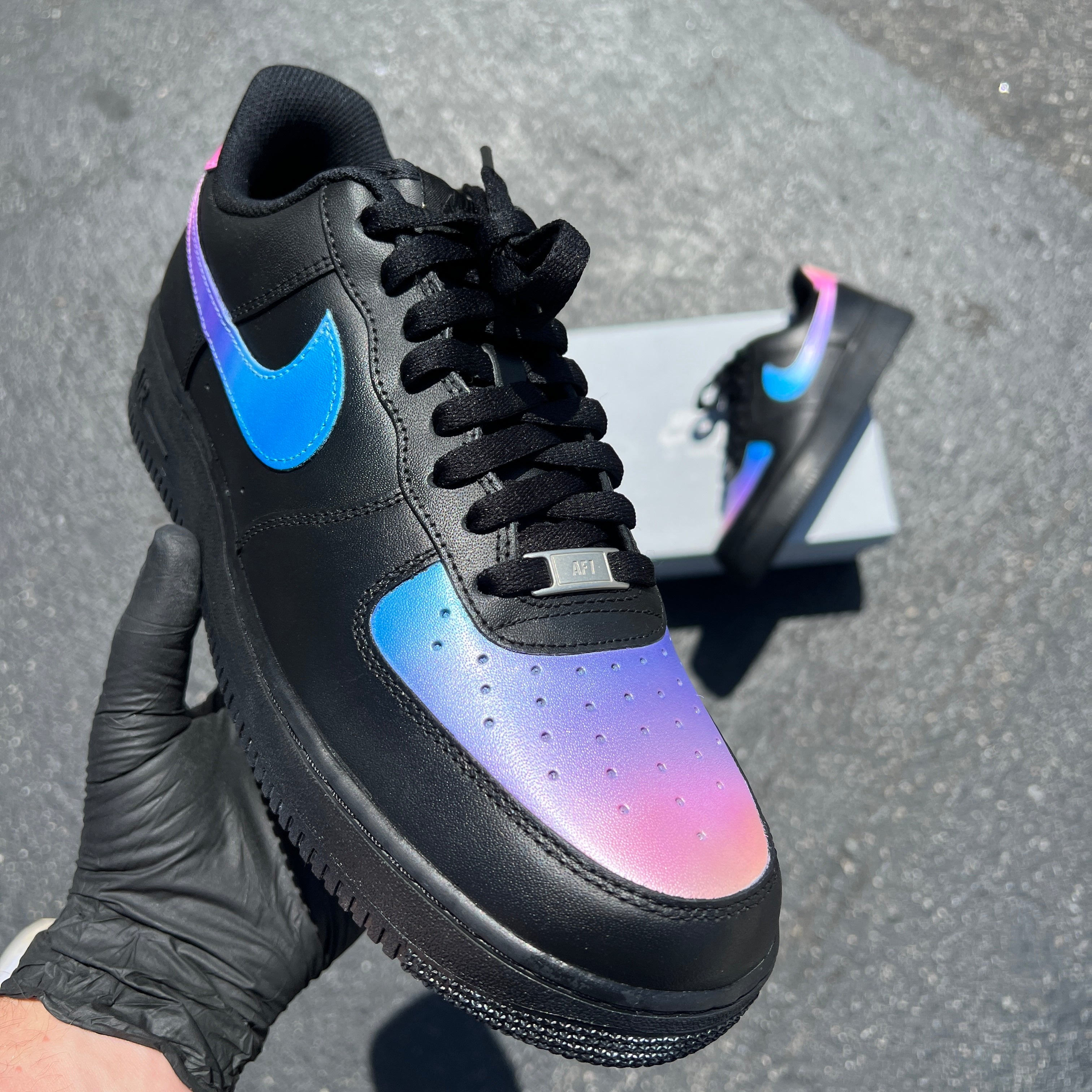 Custom Hand Painted Ombre Gradient White Nike Air Force 1