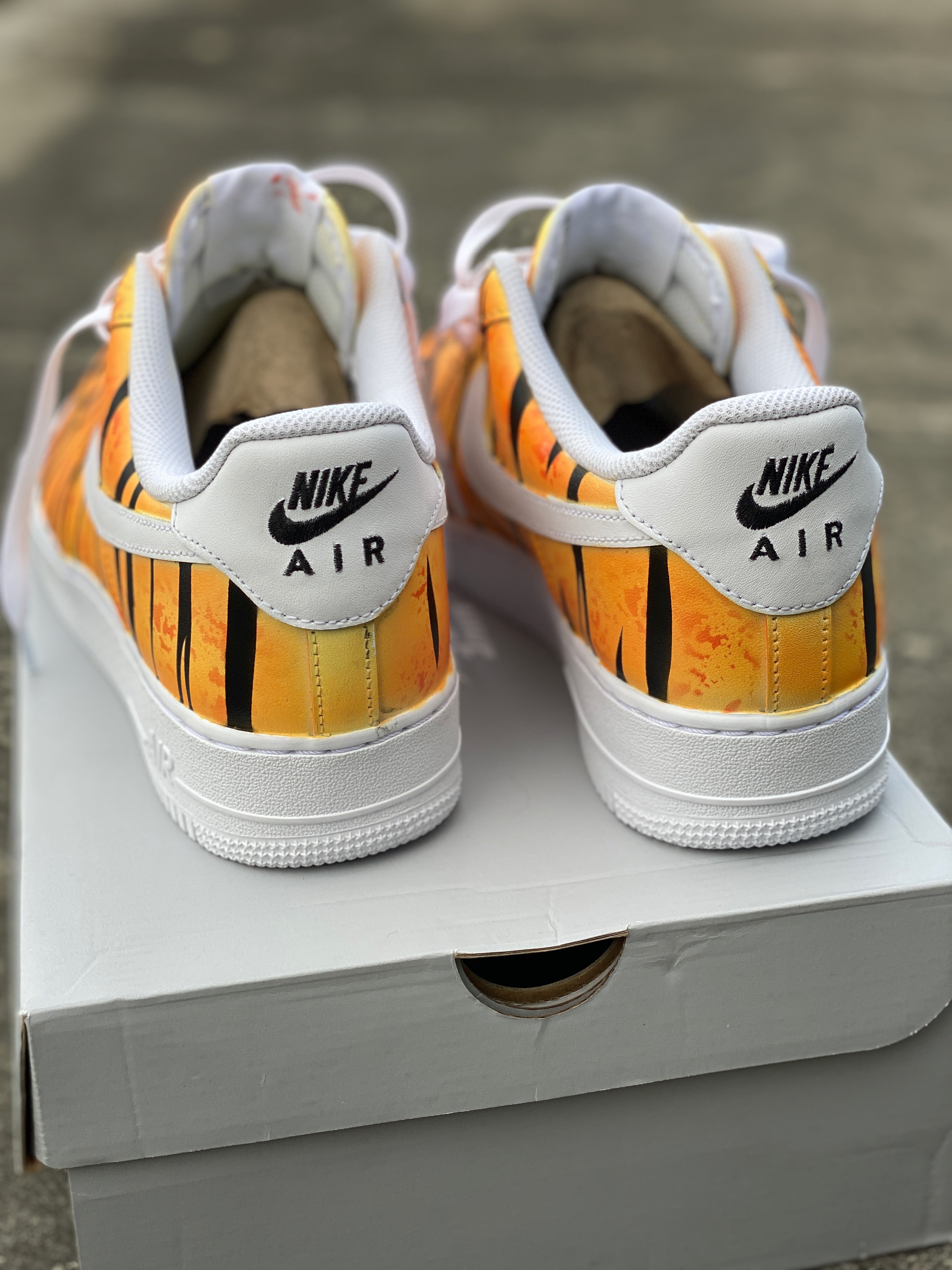 Custom Hand Painted Orange Tiger Stripe Nike Air Force 1