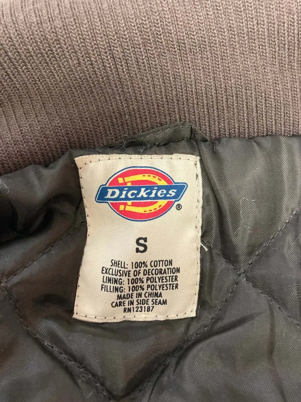 Dickies quilted utility jacket brown cotton workwear – Small