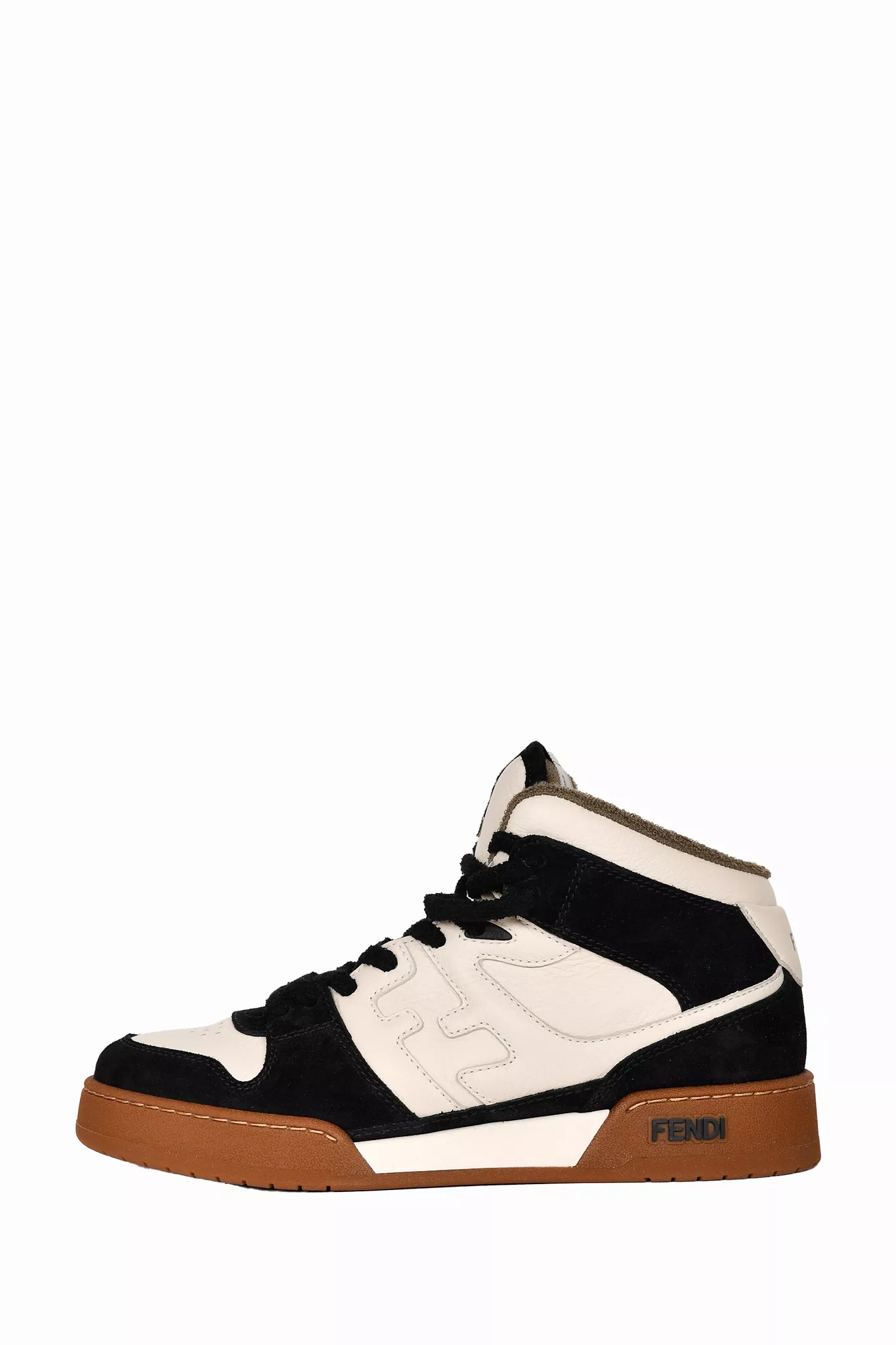 Fendi White/Black Leather 'Match' High Top Sneakers Size 40