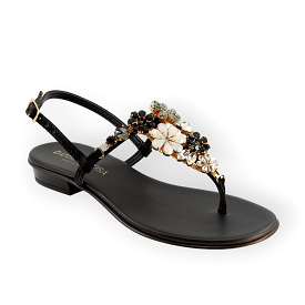 Gilda Black Sandals With Crystals.