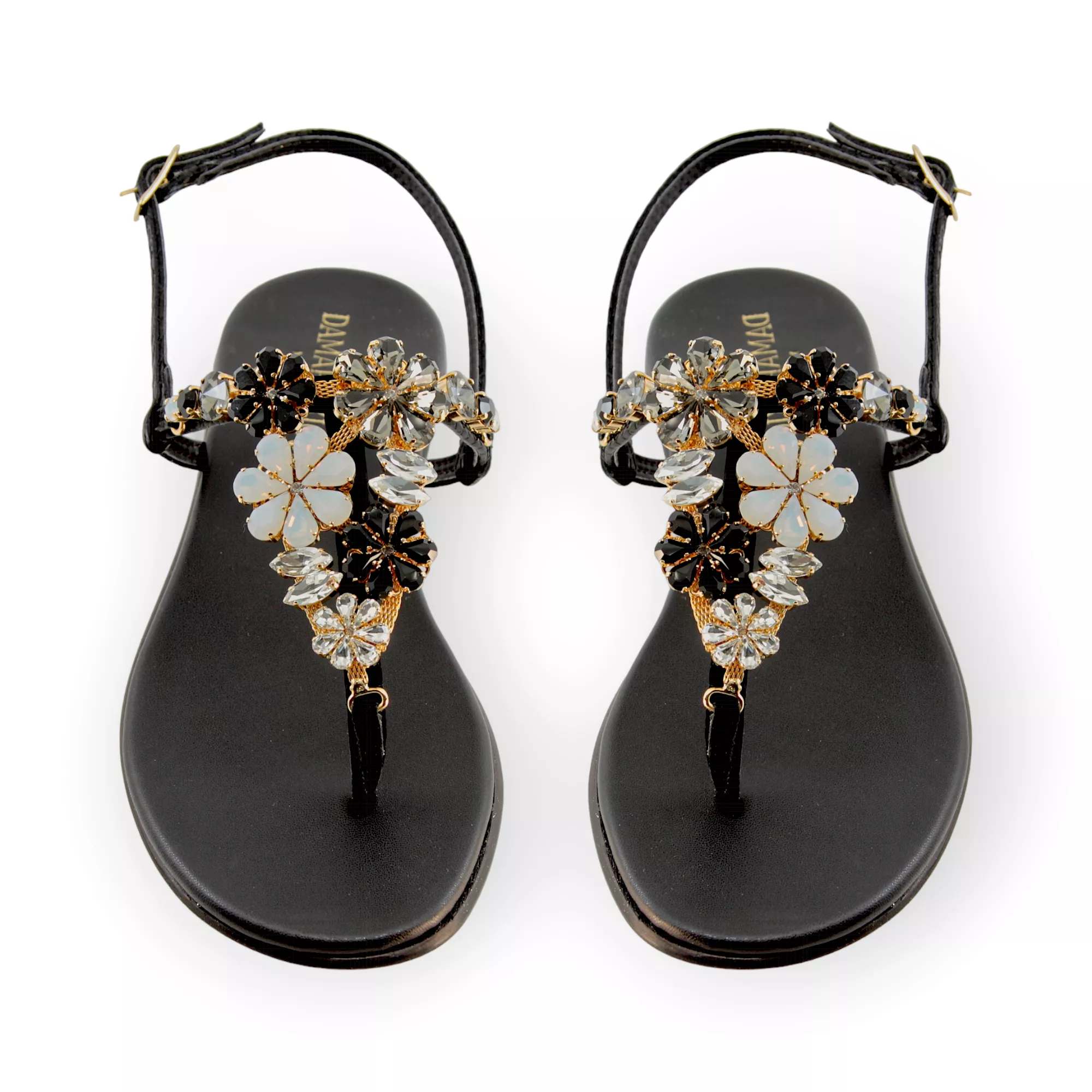 Gilda Black Sandals With Crystals.