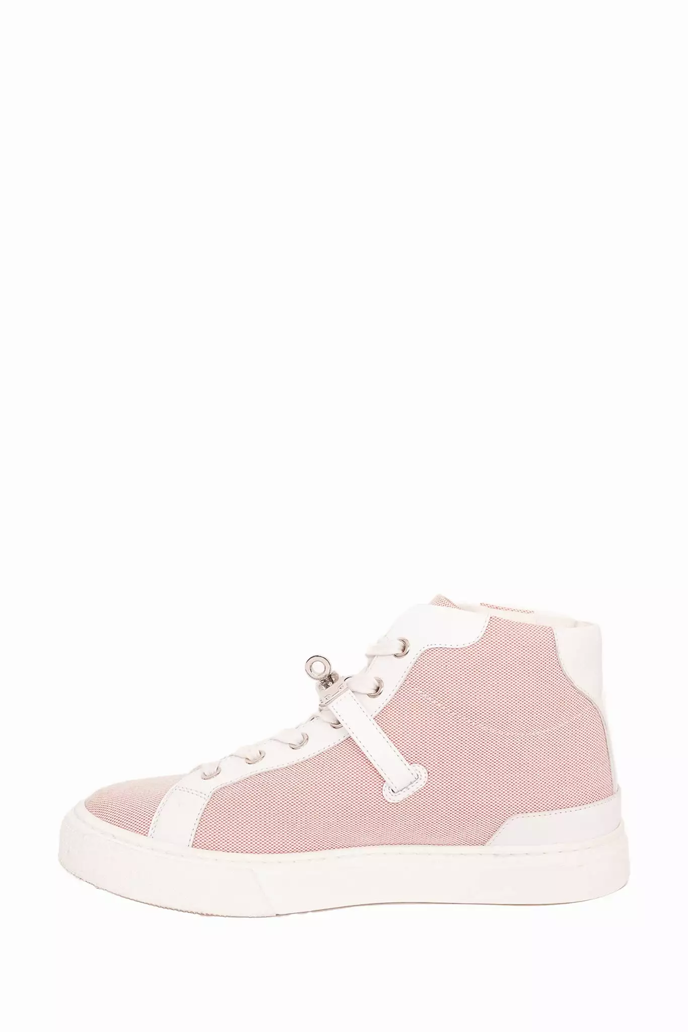 Hermes Orange Canvas/White Leather 'Day' High Top Sneakers Size 37.5