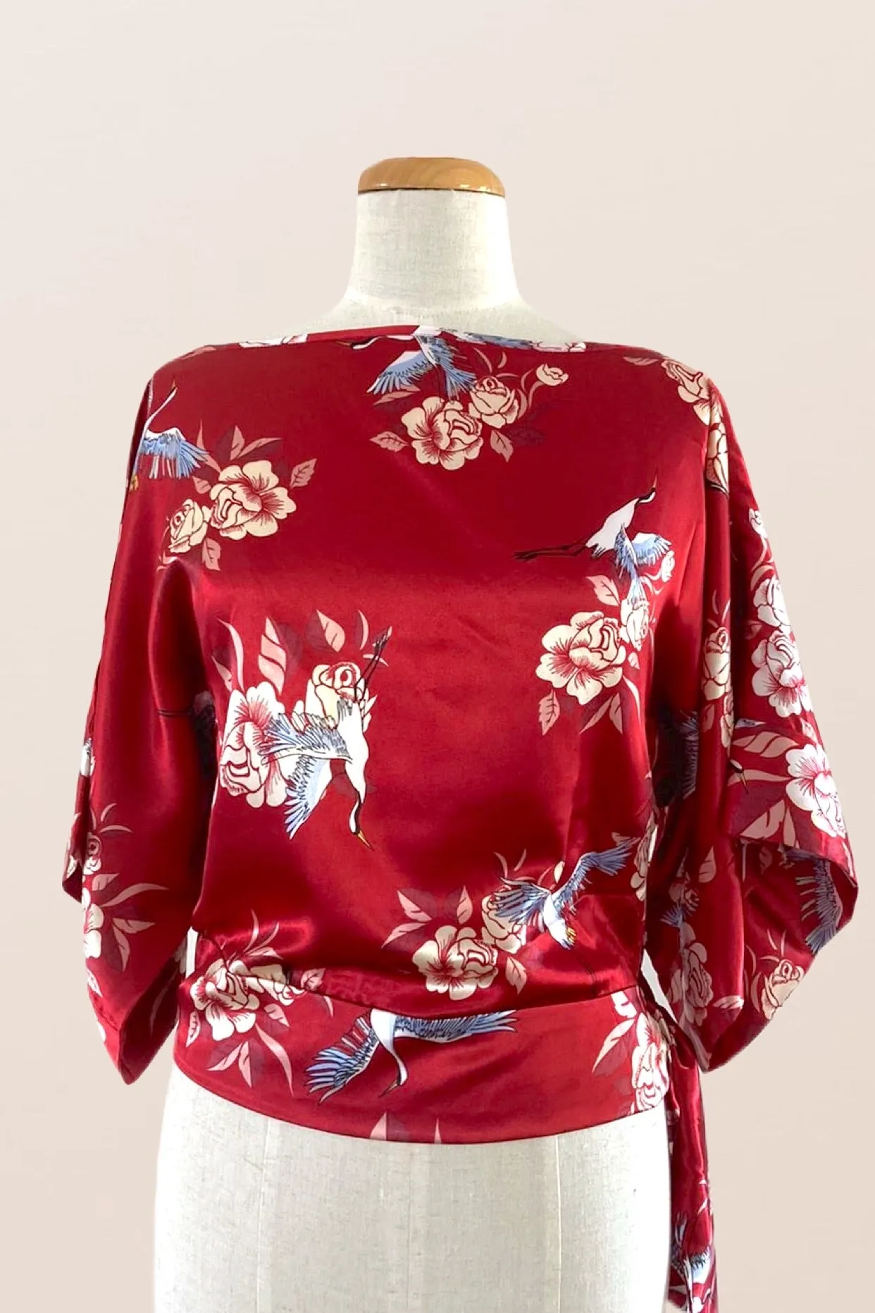 Kimono Crane Red Blouse