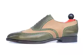 Kitsap - MTO - Avocado Calf / Oatmeal Suede - TMG Last - Single Leather Sole - Heart Medallion