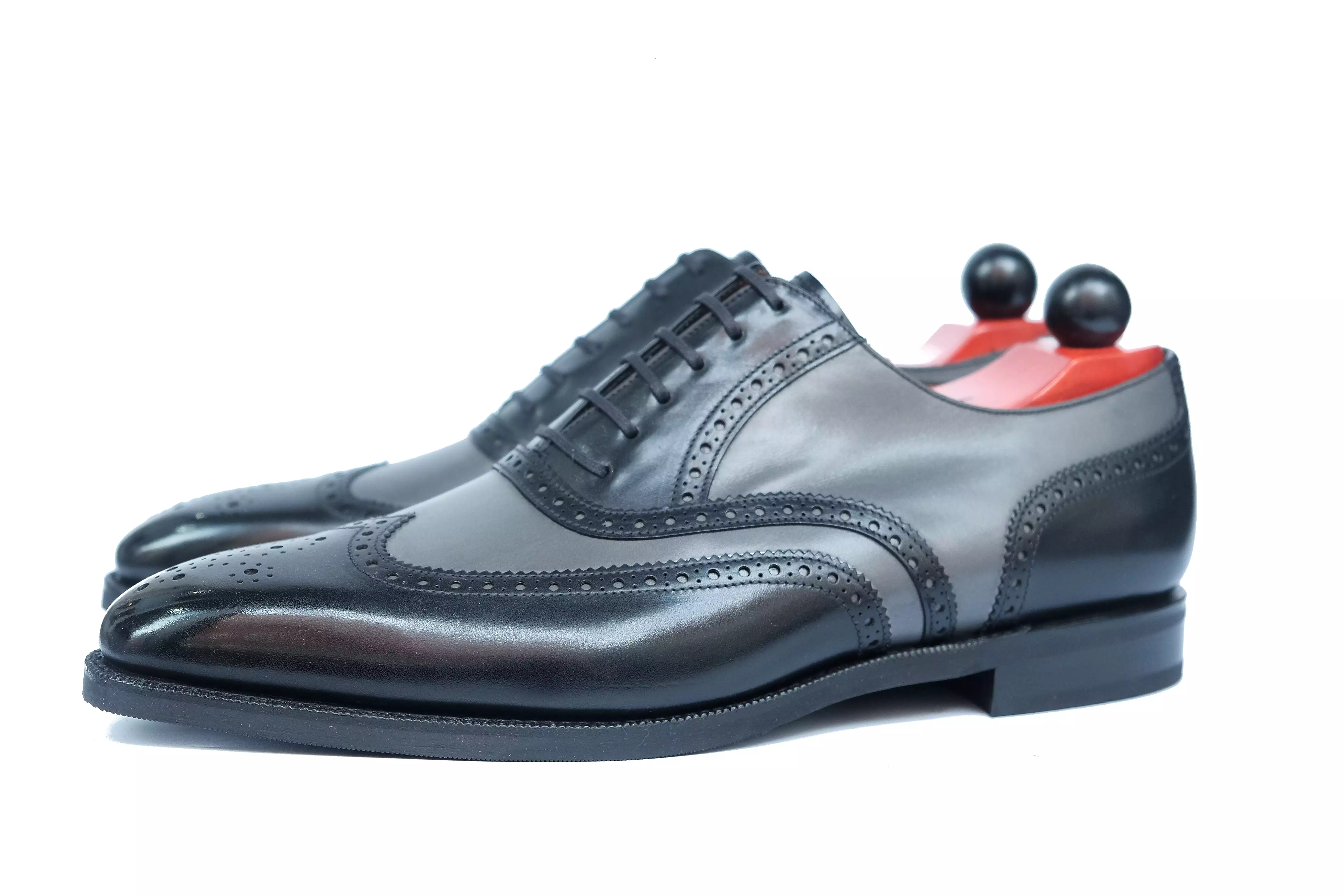 Kitsap - MTO - Black Calf / Grey Calf - LPB Last - City Rubber Sole - Fleur De Lys Medallion