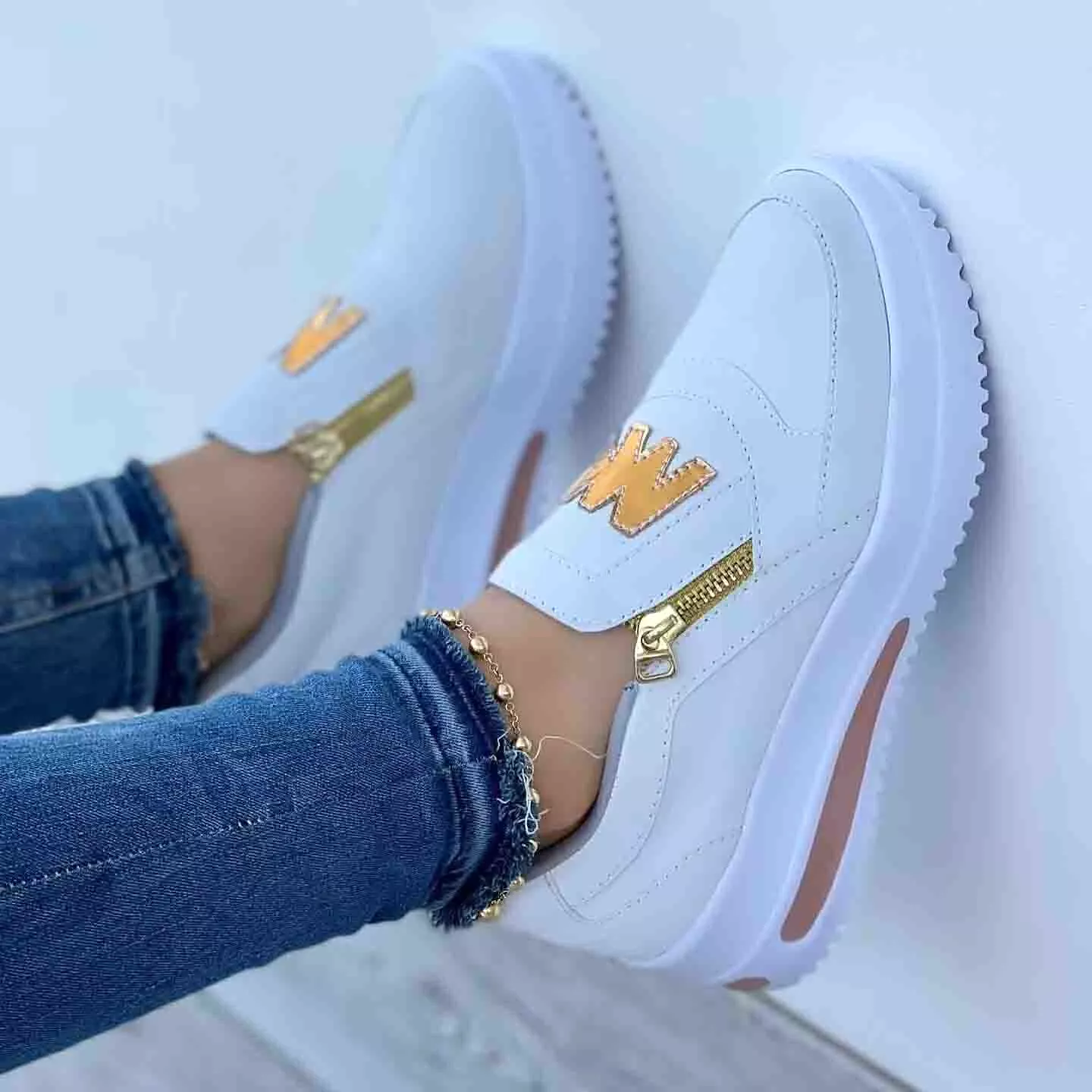 Libiyi Casual  Zipper Platform Sneakers for Women