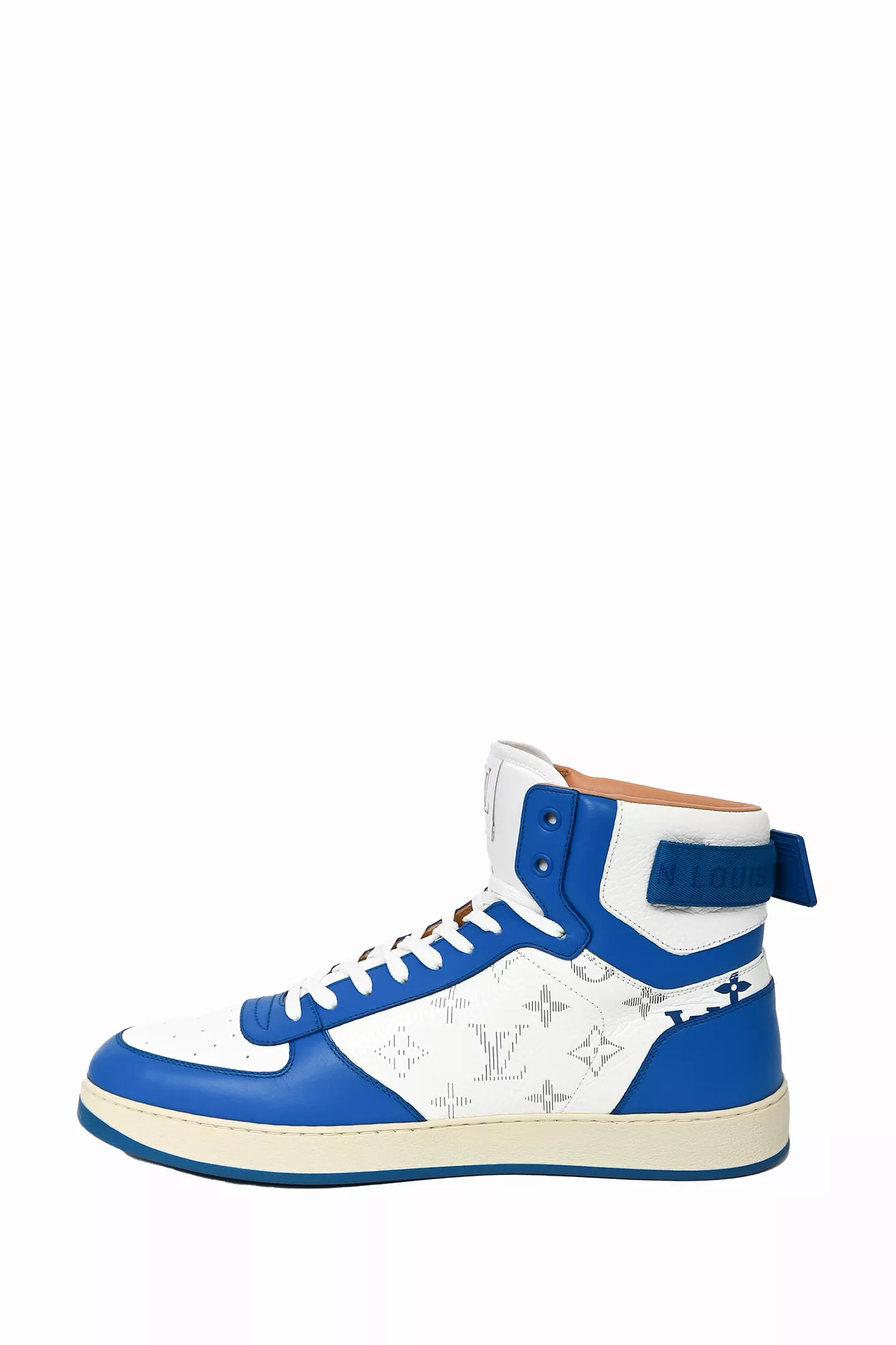 Louis Vuitton Blue/White Leather High Top Sneakers Size 9 Mens