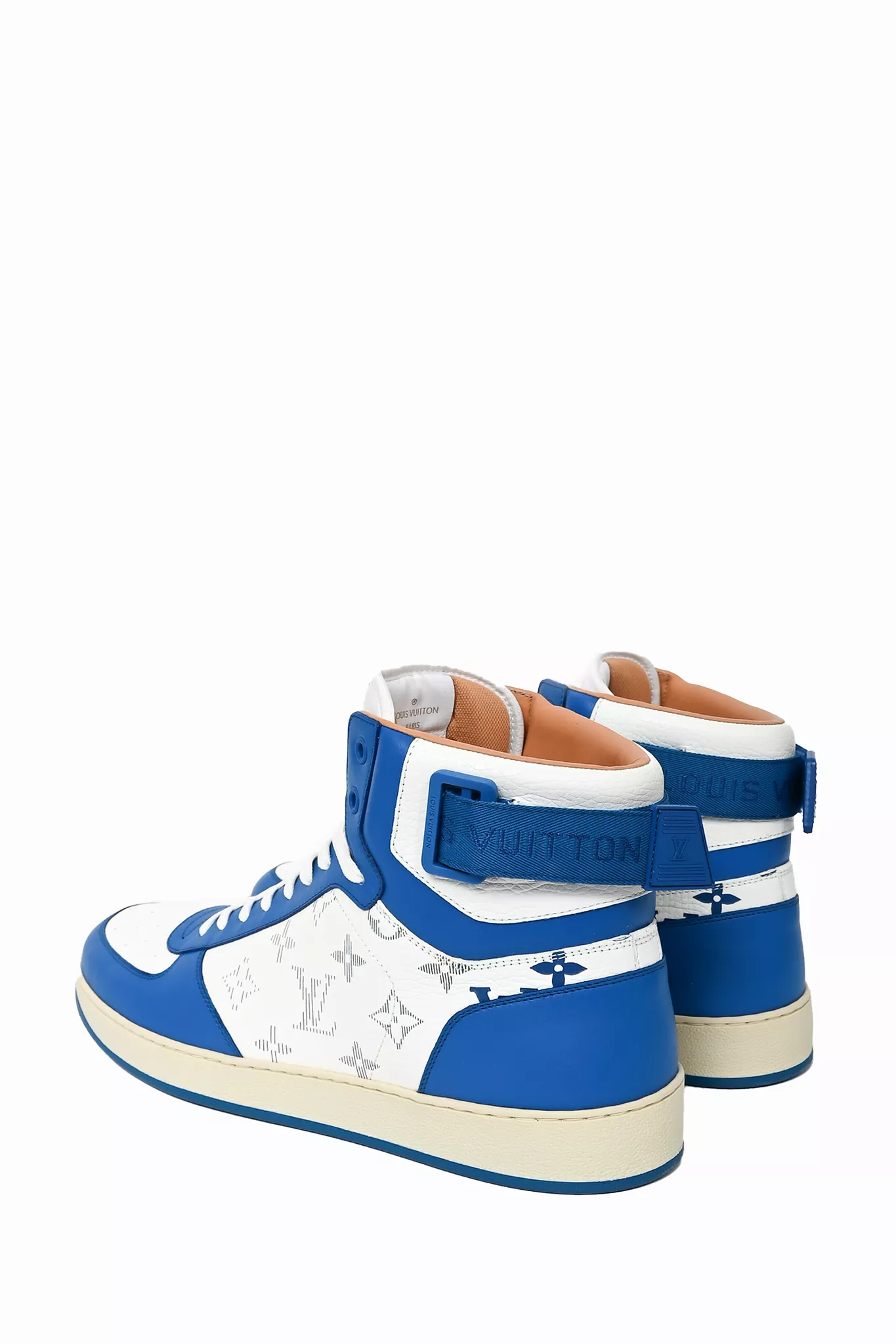 Louis Vuitton Blue/White Leather High Top Sneakers Size 9 Mens