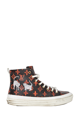 Louis Vuitton Brown/Orange Monogram 'Catogram Stellar' High Top Sneakers sz 42