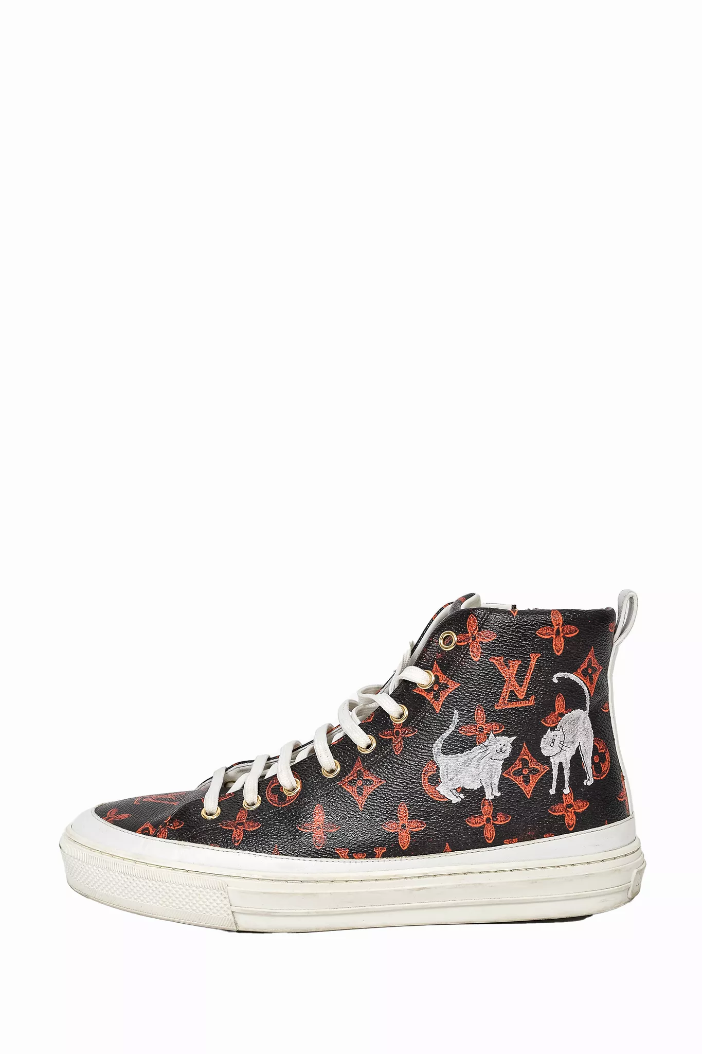 Louis Vuitton Brown/Orange Monogram 'Catogram Stellar' High Top Sneakers sz 42